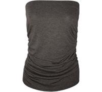 WearAll Womens Plain Strapless Sleeveless Ruched Boob Tube Ladies Bandeau Top - Dark Grey - 12-14