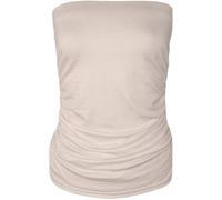 WearAll Womens Plain Strapless Sleeveless Ruched Boob Tube Ladies Bandeau Top - White - 8-10