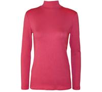 WearAll Womens Plain Turtle Neck Long Sleeve Ladies Thin Jersey Stretch Top - Cerise - 12-14
