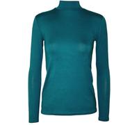 WearAll Womens Plain Turtle Neck Long Sleeve Ladies Thin Jersey Stretch Top - Teal - 12-14