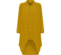 WearAll® Women's Plus Batwing Shirt Dress Long Sleeve Dip Hem Hi Lo Button Collar Ladies - Mustard - 24-26