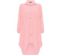 WearAll® Women's Plus Batwing Shirt Dress Long Sleeve Dip Hem Hi Lo Button Collar Ladies - Peach - 24-26