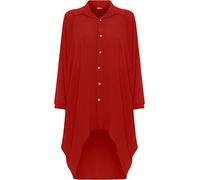 WearAll® Women's Plus Batwing Shirt Dress Long Sleeve Dip Hem Hi Lo Button Collar Ladies - Red - 24-26