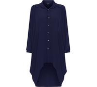 WearAll® Women's Plus Batwing Shirt Dress Long Sleeve Dip Hem Hi Lo Button Collar Ladies - Royal Blue - 16-18