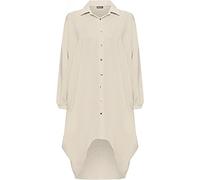 WearAll® Women's Plus Batwing Shirt Dress Long Sleeve Dip Hem Hi Lo Button Collar Ladies - Stone - 24-26
