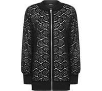WearAll Womens Plus Bomber Jacket Long Sleeve Lace Zip Round Neck Top 14-28