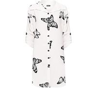 WearAll Women's Plus Butterfly Print Shirt Ladies Button Collar Side Slit Curved Hem Top 16-28