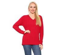 WearAll Women's Plus Cable Knitted Long Sleeve V-Neck Sweater Top Ladies Stretch Jumper 8-22