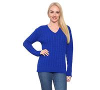 WearAll Women's Plus Cable Knitted Long Sleeve V-Neck Sweater Top Ladies Stretch Jumper 8-22