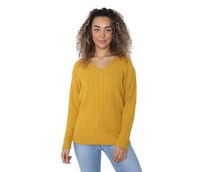 WearAll Women's Plus Cable Knitted Long Sleeve V-Neck Sweater Top Ladies Stretch Jumper 8-22