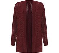 WearAll Women's Plus Cable Knitted Open Pocket Cardigan Chunky Long Sleeve Grandad 16-26