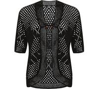 WearAll Women's Plus Crochet Knitted Open Tied Cardigan Ladies Short Sleeve Shrug Top New - Black - 24-26