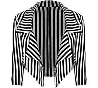 WearAll Women's Plus Cropped Waterfall Blazer Ladies Striped Print Collared Open 16-26