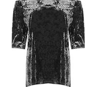 WearAll Women's Plus Crushed Velour Boho Party Top Ladies Off Shoulder Short Sleeve - Grey - 14