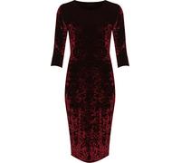 WearAll Women's Plus Crushed Velour Velvet Long Sleeve Party Ladies Bodycon Knee Dress - Wine - 26-28