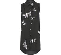 WearAll Women's Plus Dip Hem Shirt Ladies Butterfly Print Hi Lo Sleeveless Long Top - Black - 26-28