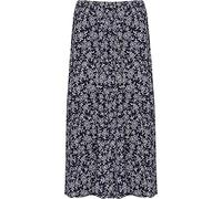 WearAll Womens Plus Elasticated Waist Skirt Ladies Stretch Floral Print Midi Long Navy White Floral 28-30