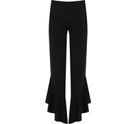 WearAll Women's Plus Flared Frill Asymmetric Hem Plain Trousers Ladies New Stretch Pants 12-26