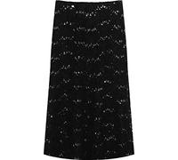 WearAll Women's Plus Floral Lace Lined Sequin Flared Elasticated Ladies Midi Skirt - Black - 16