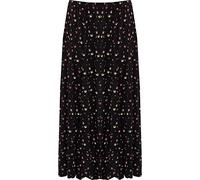 WearAll Womens Plus Floral Midi Skirt Ladies Elasticated Waist Print Stretch Long - Black - 24-26