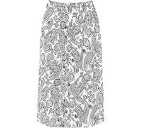 WearAll Women's Plus Floral Print Skirt Elasticated Stretch Waist Midi Length White Paisley 12-14