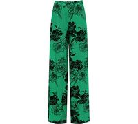 WearAll Women's Plus Floral Print Wide Leg Palazzo Trousers Ladies Pants Flared Harem - Green - 12-14