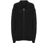 WearAll Women's Plus Knit Collar Long Sleeve Zip Top Cardigan - Black - 20-22