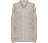 WearAll Women's Plus Knit Collar Long Sleeve Zip Top Cardigan - Light Grey - 16-18