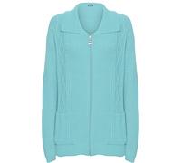 WearAll Women's Plus Knit Collar Long Sleeve Zip Top Cardigan - Light Turquoise - 16-18
