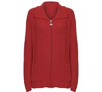 WearAll Women's Plus Knit Collar Long Sleeve Zip Top Cardigan - Red - 16-18