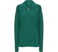 WearAll Women's Plus Knit Collar Long Sleeve Zip Top Cardigan - Teal - 20-22