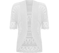 WearAll Women's Plus Knitted Crochet Short Sleeve Top Shrug Ladies Open Cardigan 24-30
