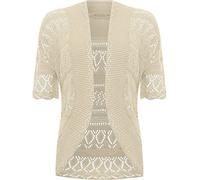 WearAll Women's Plus Knitted Crochet Short Sleeve Top Shrug Ladies Open Cardigan 24-30