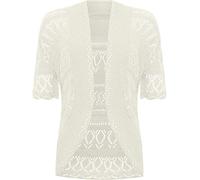 WearAll Women's Plus Knitted Crochet Short Sleeve Top Shrug Ladies Open Cardigan 24-30