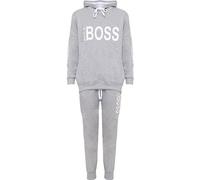 WearAll Women's Plus Like Boss Print Hood Sweatshirt Top Jogging Bottoms Ladies Tracksuit - Light Grey - 22-24