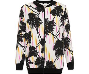 WearAll Women's Plus Long Sleeve Bomber Jacket Ladies Floral Tropical Print Zip Top 14-28