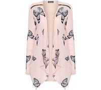 WearAll Women's Plus Long Sleeve Chiffon Butterfly Print Sheer Cardigan Top - Peach - 14