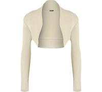 WearAll Womens Plus Long Sleeve Open Bolero Shrug Cardigan Ladies Short Top - Stone - 14