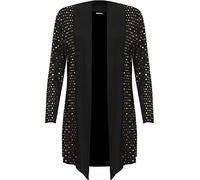WearAll Women's Plus Long Sleeve Sequin Open Waterfall Cardigan Ladies Polka Dot Print Top - Gold - 14