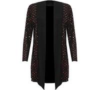 WearAll Women's Plus Long Sleeve Sequin Open Waterfall Cardigan Ladies Polka Dot Print Top - Red - 14