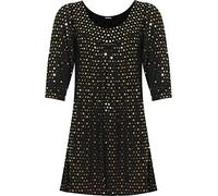 WearAll Women's Plus Long Sleeve Sequin Spot Party Top Polka Dot Scoop Neck Swing - Gold - 20