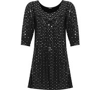 WearAll Women's Plus Long Sleeve Sequin Spot Party Top Polka Dot Scoop Neck Swing - Silver - 22-24