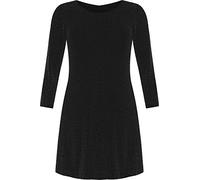 WearAll Women's Plus Lurex Sparkle Long Sleeve Party Top Ladies Glitter Swing Short - Silver - 20