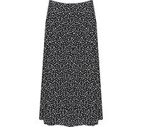 WearAll Womens Plus Midi Floral Print Skirt Ladies Elasticated Waist Stretch Long - Black Flower - 28-30