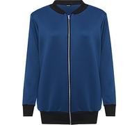 WearAll Women's Plus Plain Bomber Jacket Ladies Basic Long Sleeve Zip Up Elasticated Top - Royal Blue - 22-24