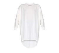 WearAll Women's Plus Plain Oversized Knit Long Sleeve Batwing Dip Hem Baggy Ladies Top - Cream - 24/26
