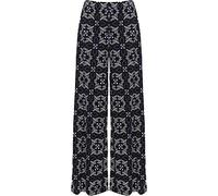 WearAll Women's Plus Print Palazzo Trousers Ladies Full Length Pattern Stretch Flared - Black Blue - 16-18