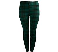 WearAll Womens Plus Red Tartan Check Print Elacticated Ladies Full Length Long Leggings 14-22