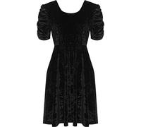 WearAll Women's Plus Ruched Short Sleeve Cross Back Crushed Velour Velvet Swing Dress - Black - 26-28