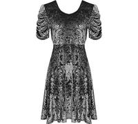 WearAll Women's Plus Ruched Short Sleeve Cross Back Crushed Velour Velvet Swing Dress - Grey - 22-24